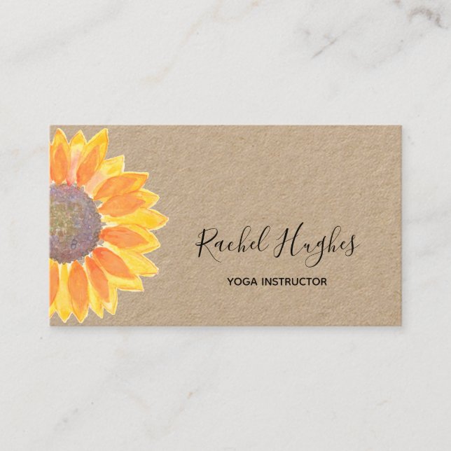 Solros Yoga Instructor Kraft Papper Visitkort (Framsida)