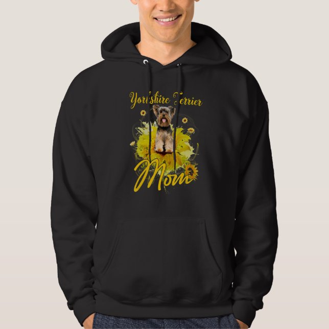 Solros Yorkshire Terrier Mamma Hund Mor Hoodie (Framsida)