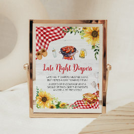 Solrosa BBQ Baby Shower Late Night Diaper Poster
