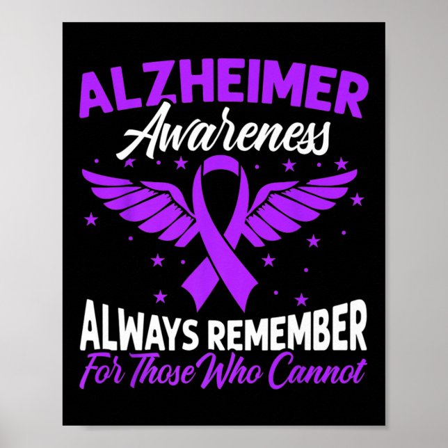 Solrosa Lila Ribbon Brain Alzheimer Awareness Poster (Framsidan)