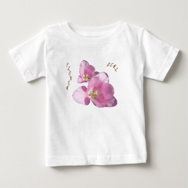 Solrosa Tulpaner Blomflicka Ruffled T-Shirt (Framsida)