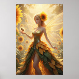 Solrosälva fantasiillustrationsaffisch poster