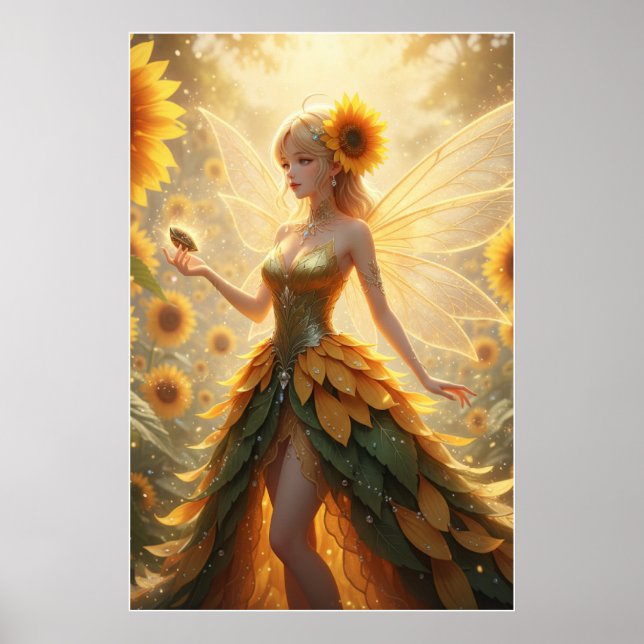Solrosälva fantasiillustrationsaffisch poster (Framsidan)