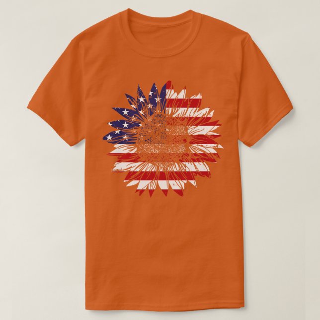 Solrosamerikansk amerikan för självständighet på 4 t shirt (Design framsida)