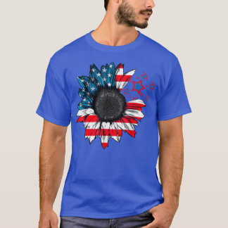 Solrosamerikansk amerikansk flagga den 4 juli t shirt