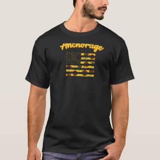 Solrosamerikansk Flagga Anchorage Patriotic Alaska T Shirt