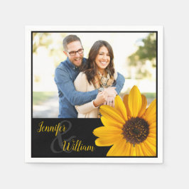 Solrosapkin med par namn och foto pappersservett