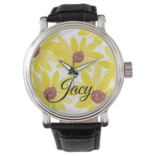 Solrosar akvarell blommor Namn mors dag Armbandsur