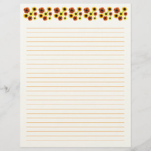 Solrosar linjerat brevpapper