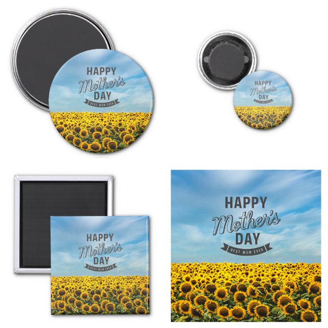 Solrosar Stylish Elegant Bästa Mamma Någon Gång Bl Magnet (Sunflowers Stylish Elegant Best Mom Ever Floral magnets)