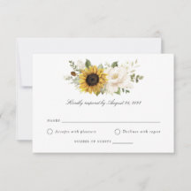 Solrosar Vit Blommig Grönska Bröllop RSVP-kort