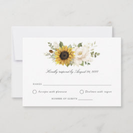 Solrosar Vit Blommig Grönska Bröllop RSVP-kort Inbjudningar