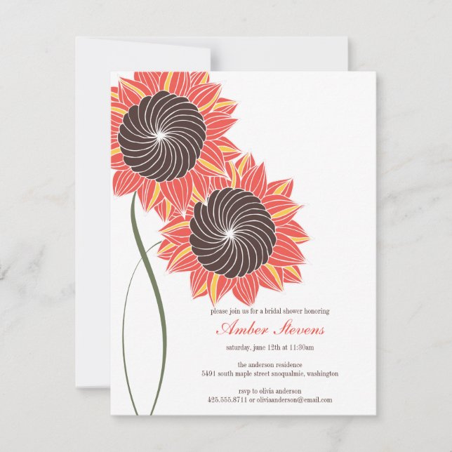 Solrosarnas Shower/Partaj Invitation Inbjudningar (Framsida)