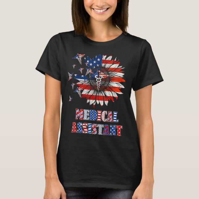 Solrosassistent Stethoscope American 4 T Shirt (Framsida)