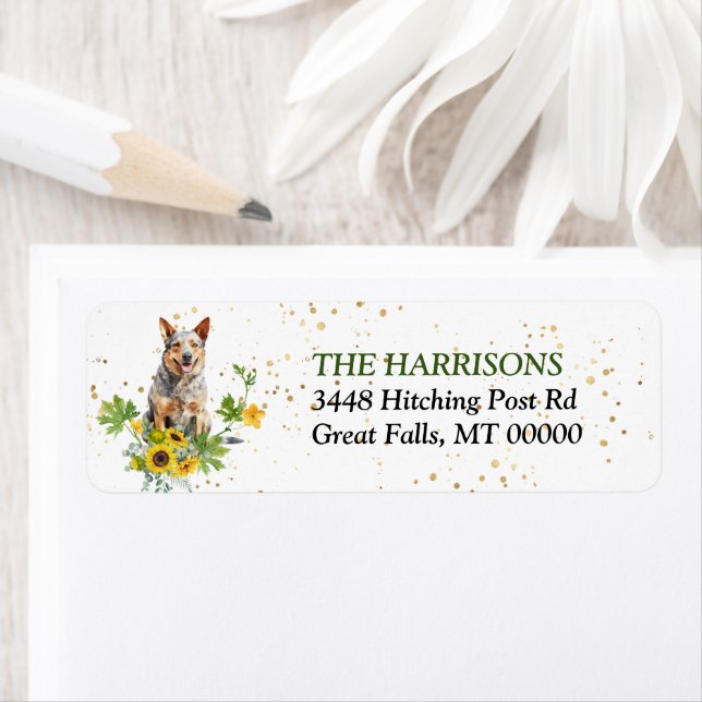 Solrosaustraliska Hund Returadress Etikett (Insitu)