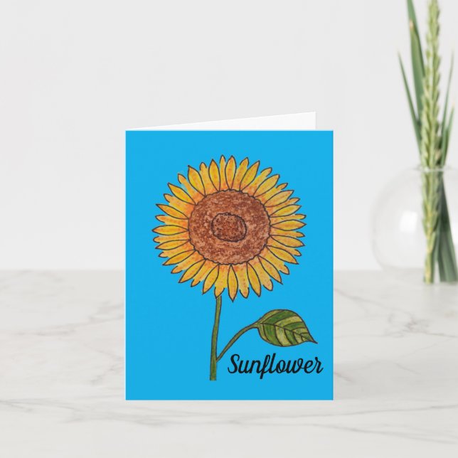 SolrosAzure Blue Blank Greeting Card Tack Kort (Framsida)