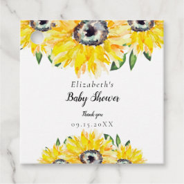 Solrosbabyskor Blommigten Vattenfärg Gåvor Etiketter