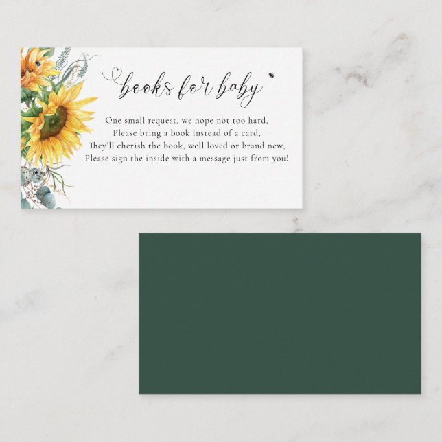 Solrosbabyskor Bokar för Baby Tilläggskort (Fram/baksida)