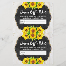 Solrosbabyskor Diaper Raffle Entry Biljett Flygblad