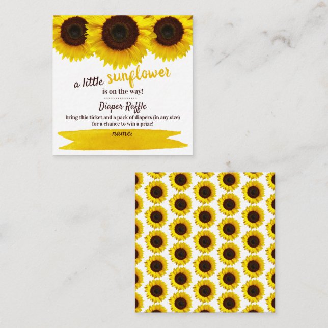 Solrosbabyskor Diaper Raffle Tilläggskort (Fram/baksida)