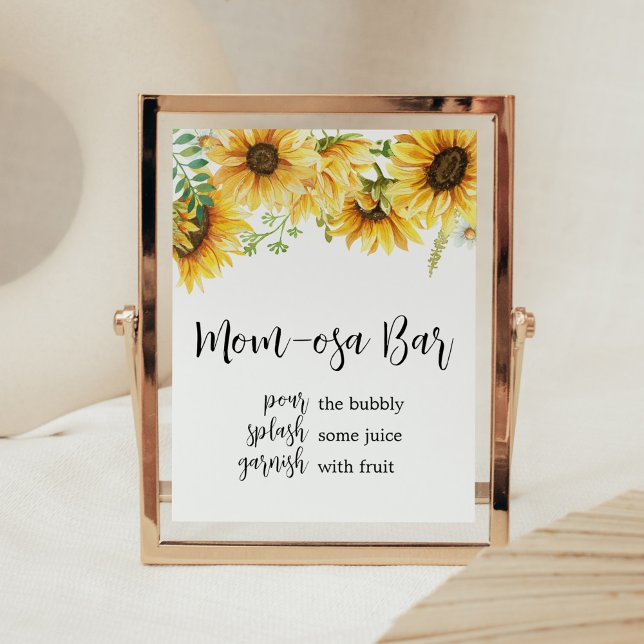 Solrosbabyskor Mamma Osa Pub Poster (Sunflower Girl Baby Shower Mom Osa Bar Sign)
