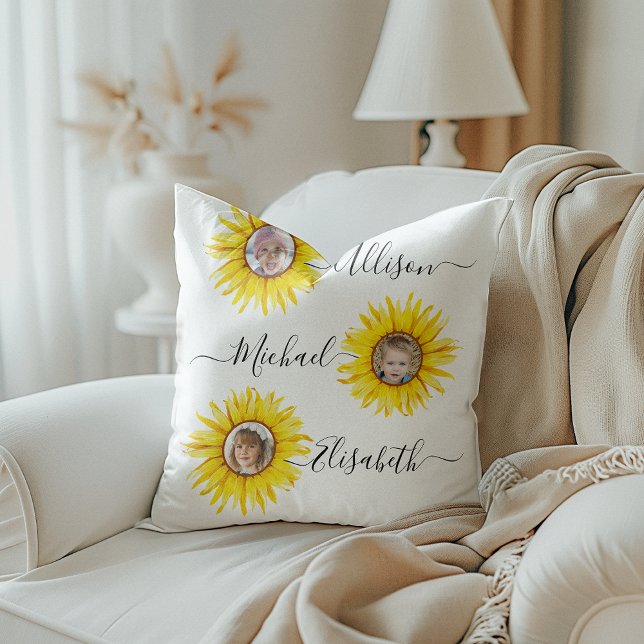 Solrosbarn | Farbarn Photo Kudde (Add a touch of sunshine to your décor with this pillow featuring photos of your grandchildren.)