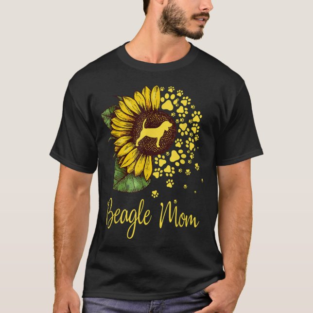 Solrosbeagle Mamma Hund älskare T Shirt (Framsida)