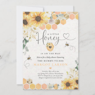 Solrosbi Baby Shower Little Honey Inbjudningar