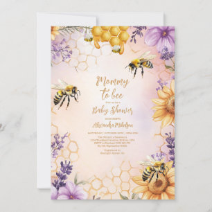 Solrosbin Babyskare Mamma till Bee Baby Shower Inbjudningar