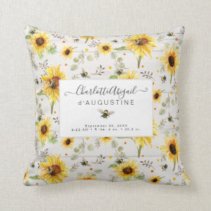 Solrosbin Rustic Wood Gult Birgand Stats Baby  Kudde