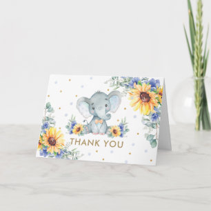 Solrosblå Blommigt Elephant Boy Shower Tack Kort