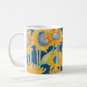 Solrosblå Blommönster Kaffemugg