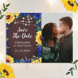 Solrosblått Blommigt Gräns fotospara datum Meddelande Vykort