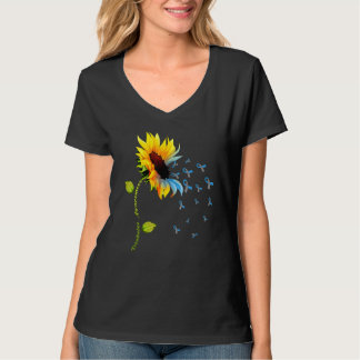 Solrosblått Grått Ribbon T1D Typ 1-diabetes Awa T Shirt