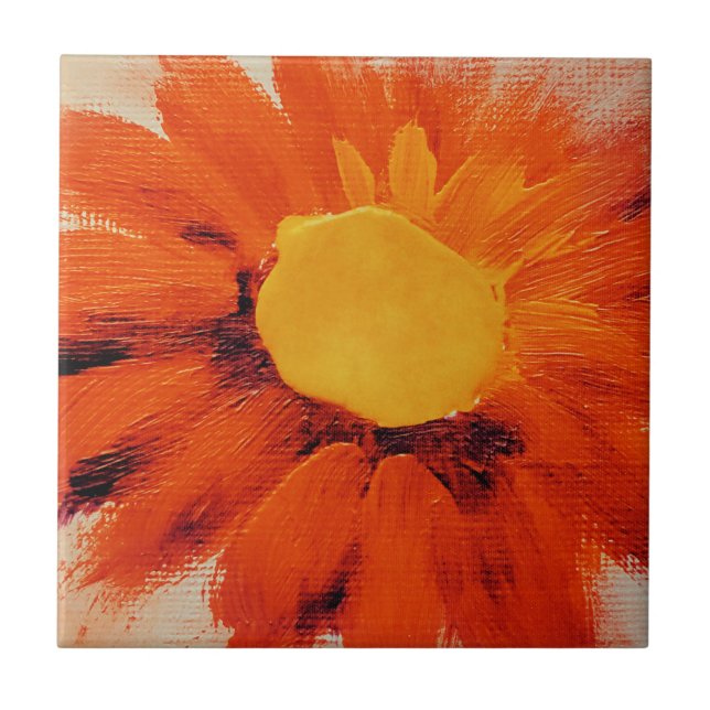 Solrosblomma av vibrant Orange Kakelplatta (Framsidan)