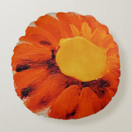Solrosblomma av vibrant Orange Rund Kudde