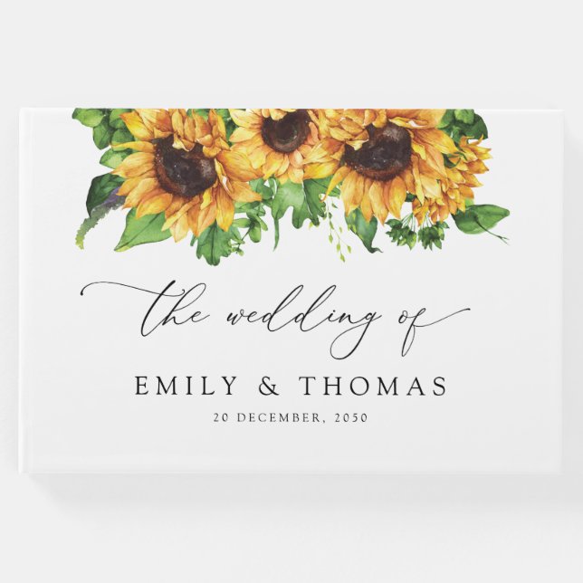 Solrosblomma Bröllop Guest Bok (Framsida)