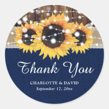 Solrosblomma Bröllop i Ljus i marint Blue Wood Str