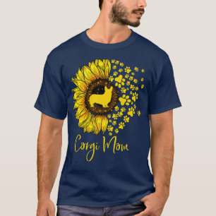 Solrosblomma Corgi Hund med Hund Hund älskare Mo T Shirt