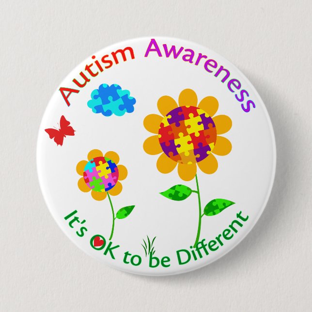 Solrosblomma för att öka medvetenheten om autism knapp (Framsida)