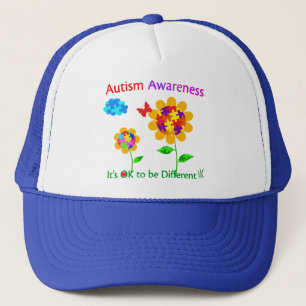 Solrosblomma för att öka medvetenheten om autism truckerkeps