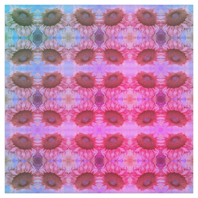 Solrosblomma Girly Rosa Blommigt Watercolor Boho D Tyg (Provkarta)