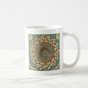 Solrosblomma i blå grönt kaffemugg
