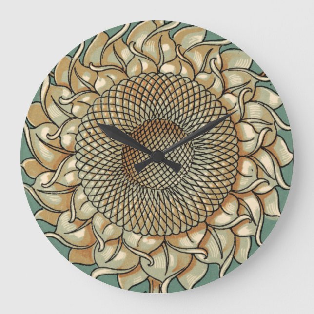 Solrosblomma i blå grönt stor klocka (Framsida)