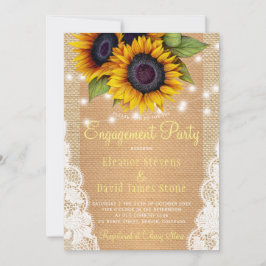 Solrosblomma, land, snöre förlovning inbjudningar