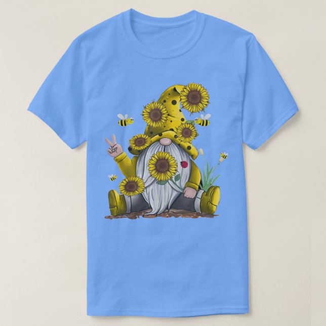Solrosblomma med bifunny Hippie Gnome Gift G T Shirt (Design framsida)