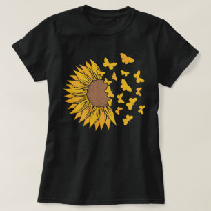 Solrosblomma med fjärilar t shirt
