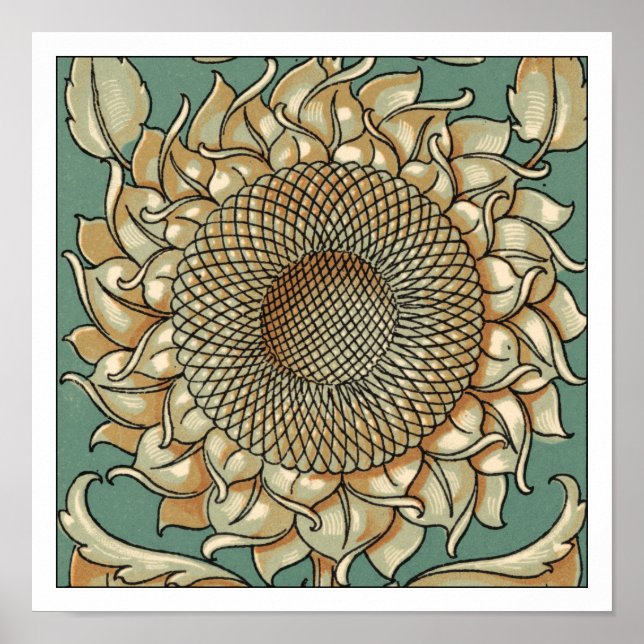 Solrosblomma på grund av blå grönt poster (Framsidan)