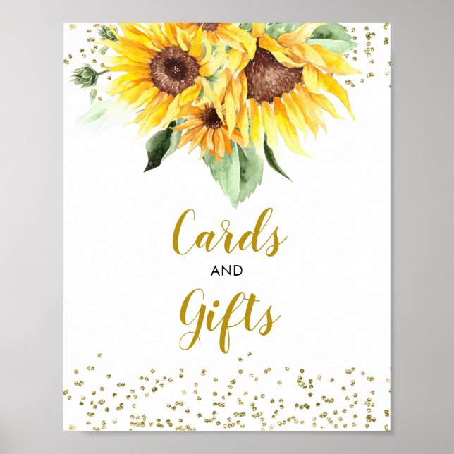 Solrosblomma på vägen Babyskekort och gåvor Poster (Framsidan)