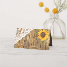 Solrosblomma Snöre Wood Blommigt Bröllop Placeringskort
